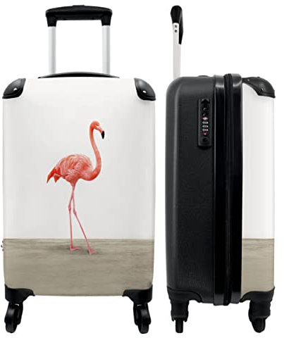 NoBoringSuitcases.com® Valise Chariot à Bagages à Main Flamant - Enfants - Rose - Décoration Bagage Cabine imprimé 55x35x25 cm Valise de Voyage avec roulettes - Trolley