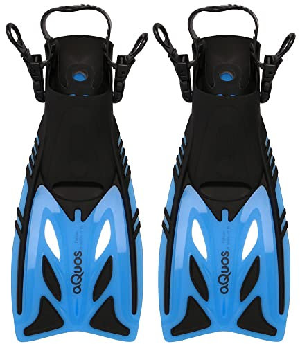 Aquos Kinder Taucherflossen Pelican – verstellbare Flossen, ideal zum Schnorcheln & Schwimmen im Urlaub, mitwachsend von Größe 27-31 & 32-37 (32-37, blau)
