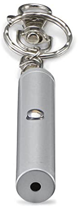 Hama Laserpointer rot aus Metall (Schlüsselanhänger, Presenter, Pointer, Laserklasse 2, mit Karabiner Anhänger, 50 m Reichweite, Laser Pointer, 0,8 MW, 640 nm) chrom