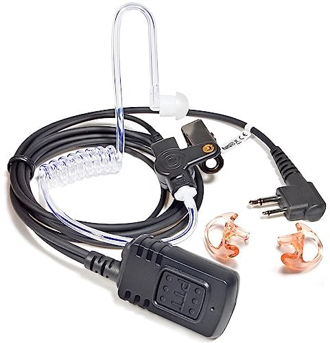 HYS Air Tube Earpiece Radio Headset Compatible for Motorola CP040 DP1400 GP68 GP88 GP300 CT150 Walkie Talkie, Large Size PTT Button with Microphone