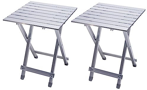 SUNNYFEEL Mesa de camping plegable, mesa de picnic portátil de aluminio ligero, 18.5 x 18.5 x 24.5 pulgadas para cocinar, playa, senderismo, viajes, pesca, barbacoa, mesas de campamento plegables