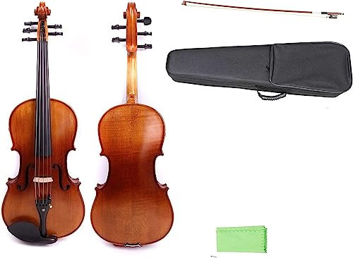 Akustik-Bratsche mit 5 Saiten, 40,6 cm, Ahorn, Fichtenholz, Ebenholz, mit Tasche, Bogen