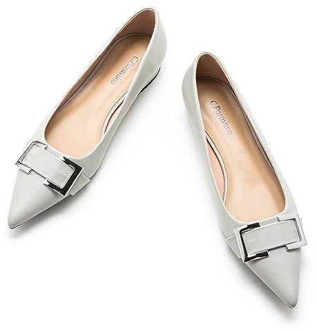 C.Paravano Flache Schuhe für Damen Flach Damen Ballerinas Spitze Flache Schuhe – Bequeme und Elegante Flats für Alltag und Freizeit(39,Grau)