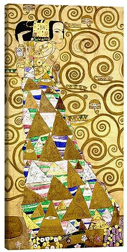 Posterlounge L'albero della vita (L'attesa) Stampa su tela di Gustav Klimt 20 x 40 cm Giallo Quadri Decorazione per pareti