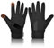 COTOP Kinder Fahrradhandschuhe Winter, Dünn Fleece Winddichte Handschuhe, Outdoor Fingerhandschuhe Jungen Mädchen 5-10 Jahre für Radfahren, Roller, Sport(Schwarz L)