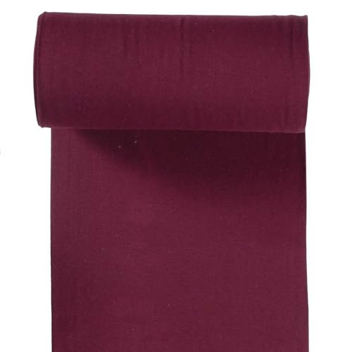 10m Rolle Bündchenstoff Uni 35/70cm Schlauchware Oeko-Tex Jersey Bezugsstoff elastisch, Farbe:bordeaux