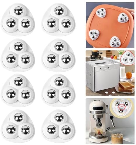 Mini Casters Caster Castor Wheels Appliance Rollers Sliders Roulettes Self Adhesive 360 Rotation for Kitchen Counter Small Appliances Furniture, 8 Pcs