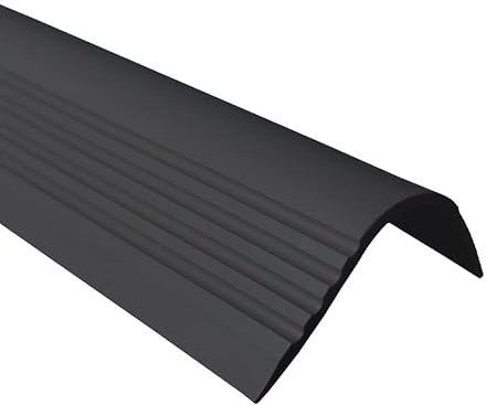 Quest Treppenkantenprofil 52x40mm PVC Kunststoff Antirutsch Treppenprofil ohne Klebeband RGPT, schwarz, 150cm