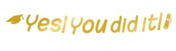 PD-Party 7025010 Fröhlich Design Buchstaben Banner Dekoration | Abschluss Thema | Partei Girlande – You Did It, Gold, 250cm Länge x 17cm Breite x 0.1cm Höhe