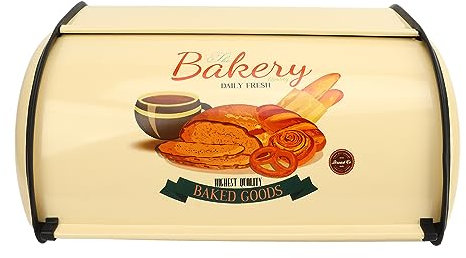 Tomotato Boîte à Pain en Métal, 14.5x23x34.5cm Couvercle Enroulable en Métal, Conteneur de Stockage de Pain, Rangement Support Vintage pour Maison et Cuisine