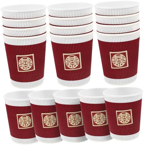 GLEAVI 20pezzi Tazze Nuziali Usa e Getta Carta Eleganti e Pratiche Per Feste e Matrimoni Cinesi Resistenti Al Calore Per Servire Bevande e Succo