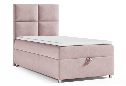 Best For Home Trinity K2 Boxspringbett 90x200 Single Bonellfederkern | Boxspringbett mit Matratze und Topper | Box spring bett mit Bettkasten | Einzelbett | Polsterbett mit Lieferung und Aufbauservice