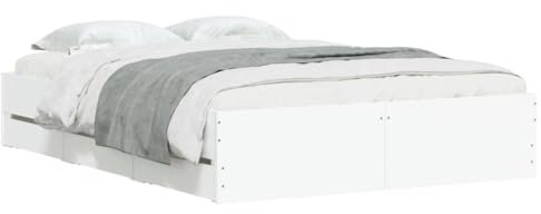 vidaXL Cadre de lit avec tiroirs Blanc 120x190 cm Bois d'ingénierie