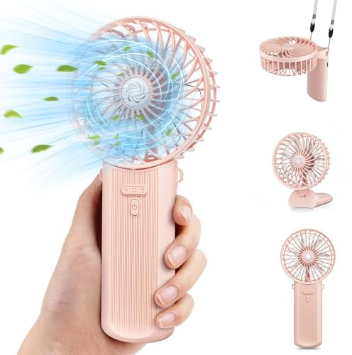 TOPPELIGHT Ventilatore Portatile, Ventilatore USB Ricaricabile 180° Pieghevole Ventilatori da Tavolo con 4 Velocità, Batteria 2000mAh Mini Ventilatori Portatili Tascabile per Casa Ufficio Campeggio Vi