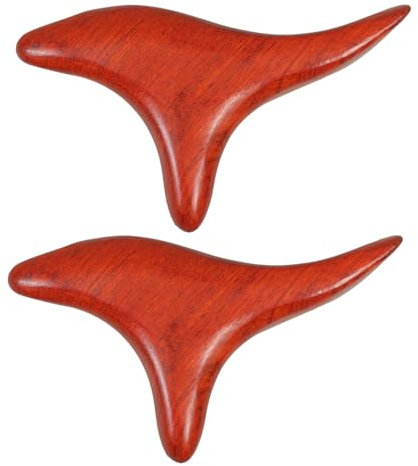 FRCOLOR 2Pcs Wood Gua Sha Massage Tool Traditional Skin Care Thai Foot Massager Muscle Scrape Held Roller Tool for Legs, Back, Face, Neck, Muscle Relaxation