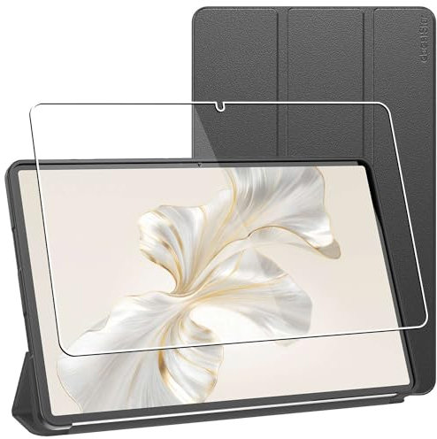 ebestStar - Cover per Honor Pad 9, Custodia Silicone Protezione Flip Magnetica, Slim Case Sottile, Nero + Vetro Temperato