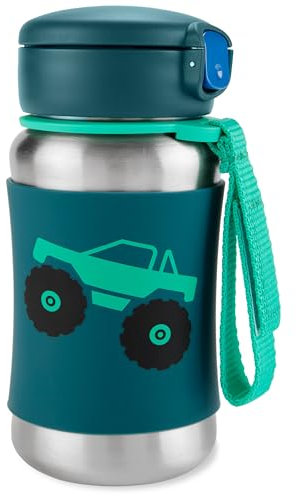 Skip Hop Toddler Sippy Cup with Straw, Sparks Stainless Steel Straw Bottle, Truck