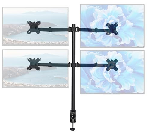 Supporto per monitor 4 monitor per schermi da 10 a 27 pollici, inclinabile a 180°, orientabile a 360°, capacità di carico di ogni braccio 9 kg