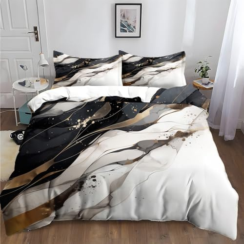 XCQHZYQ Erwachsene Bettwäsche 180x200 cm Marmorhintergrund 3D Print Betten Set 3 teilig Bettwäsche Set Baumwolle Polyester Bettbezug mit 2 Kissenbezug