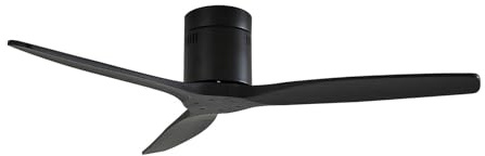 Lucande Lindby Modern Wooden Ceiling Fan with Light and Remote, Ø132 cm 6 Speeds Timer 3 Blades 66 Reversible Summer Winter Mode Silent Bedroom Scandinavian Design Black