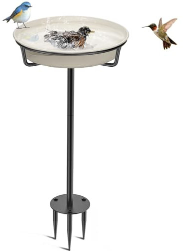 VeyFolzin.st Vogeltränke Vogelbad Futter Schale Wasserstelle Stehend, Vogelbad Garten für Wildvögel Wassertränke für Vögel, Vogeltränke Groß Frostsicher Winterfest Vogeltränke (Weiß)