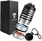 TALA TEAM Insulated Dog Water Bottle Portable (32oz) - Dog Travel Water Bottle with a hook for hiking & 2 bowls attached. Dog Travel Accessories, Travel Dog Bowls, Water Bottle For Dogs. Black&Silver.