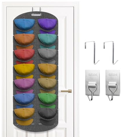 T TAKONE Faltbare Cap Huthalter Wand, Optimale Kappen Aufbewahrung mit 14 Taschen, Doppelte Reihe Baseballkappen-Organizer für sportliche Enthusiasten und Tür-Rückwand-Hutständer