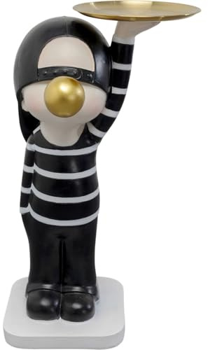 Kare Design Beistelltisch Bubble Boy, Schwarz/Weiß, Gold, 42cm Durchmesser, Lustiges Design, Kaffeetisch, Couchtisch, Wohnzimmertisch, Runde Ablage, Edelstahl, 73,5x41,5x34 cm (H/B/T)