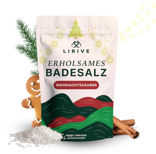 LIRIVE Wellness Bath Soak: Entspannendes Badesalz mit 21 Mineralien, Ätherischen Ölen & Totes Meer Salz – Für Erholung, Stressabbau & Wohlfühlmomente (1,36kg, Weihnachtszauber)