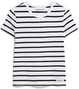 ARMEDANGELS Damen RIPP-T-Shirt aus Bio-Baumwoll Mix KARDAA Stripes T-Shirt Slim Fit White-Black