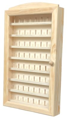 Vitrine Kollektionen Fingerhut, groß, für 64 Fingerhüte, Maße (Breite/Tiefe/Höhe): 30 x 6,5 x 54 cm. Innenmaße der Einlegeböden: Breite: 28 cm, Tiefe: 3 cm, Höhe: 4,5 cm.