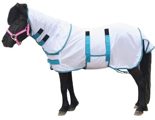 Shetland Pony Fly Rug with Neck, Mesh Fly Sheet White (4'0)