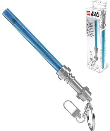 IQ LEGO Star Wars Lichtschwert-Gelschreiber mit Clip, Azur (53514) | Blaue Tinte für gleichmäßiges Schreiben, nachfüllbar