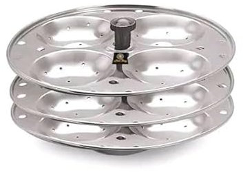 BRACOP® Idli Stand With 3 Plates 12 Idlis Makes Stainless Steel Round Platter Idli Steamer Indian Cookware Round Idli Platters Stand Rice Cake Cooking Accessories Kitchen Tools Women Gifts