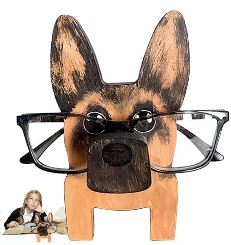 Luieonm Brillenständer aus , handgefertigter Brillenhalter für den Schreibtisch, Schäferhund, Welpe, Hund, Brillenhalter, Brillenhalter, Sonnenbrillen-Display