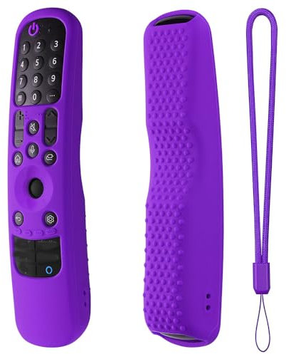 Cover for LG Smart TV, Silicone Remote Control Protective Case, Anti-slip Covers with rope (Purple)