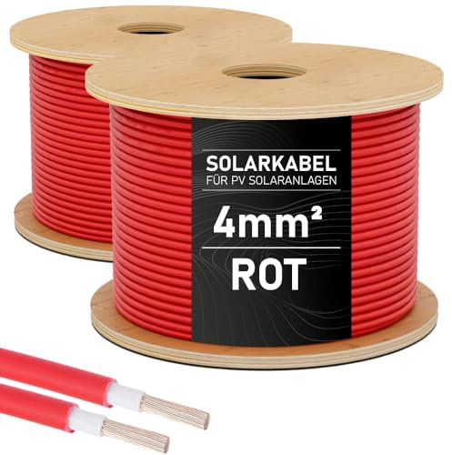 SIGA Solarkabel 4mm² 60m Verlängerungskabel Rot Verlängerung Solar PV Kabel Solarpanel Balkonkraftwerk Solarstecker