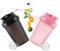 Shaker Protéiné 400ml,Protein Shaker,2 PCS Bouteille Shaker Protéines,sans BPA,avec Boules de Fouet en Métal,Pour Fitness,Sport,Gym (noir + rose)