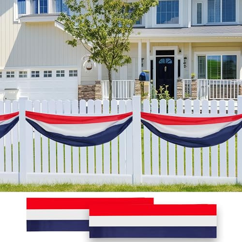 HOOSUN 4th of July Decorations Outdoor,2 Pack 2x20 Ft Patriotic Bunting American Flags for Outside,USA Flags Patriotic Fourth of July Decorations,Memorial Day Decor Red White and Blue Banner for Porch