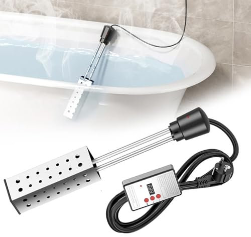 2500W Portable Electric Water Heater with Thermostat, Immersion Instant Hot Bathtub Heater for Camping, Boiler, Above Ground Pool Warmer