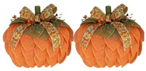 Ujjdwiurgh Front Door Fall for Halloween Thanksgiving Wall Decorations-2 Pcs Autumn Pumpkin Wreath Featuring Bows& Berries