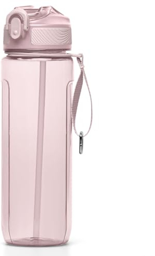 ANGVOOL Sports Water Bottle with Straw, Leak Proof BPA Free Clear Plastic Drink Bottle for Gym, Travel, School, Kids Boys Girls Adults (Pink, 800ml)