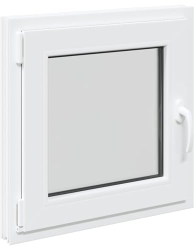 Ventana de sótano RISOR 50 x 50 cm de PVC y cristal blanco, con función de inclinación y giro, marco de 5 cámaras, protección térmica y aislamiento acústico para sótanos e interiores