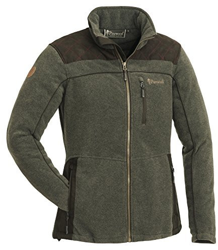 PINEWOOD Damen Fleece Jacke Diana Exclusiv Damen Fleece Jacke, Oliv Melange/Wildlederbraun, 2XL, 3067-702