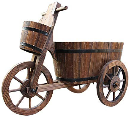 Mkuha Wooden Tricycle Planter Garden Ornament, c