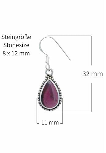 Ohrringe 925 Silber Granat roter Stein Edelstein Ohrhänger echt Silber Damen Sterling Silber Hänger Geschenk (MOH-107-02)