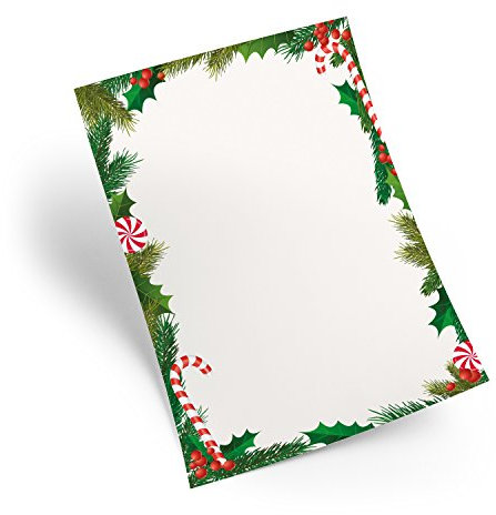 Briefpapier Weihnachten, 100 Blatt: Weihnachtliches Papier zum Schreiben, Einladung, Bastelpapier Set, Schreibpapier Edel, Weihnachtsbriefpapier Tischdeko, Brief Bedruckbar, Rot, Grün, Weiß, DIN A4
