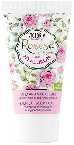Victoria Beauty - Handcreme für sehr trockene und rissige Hände, Nagelcreme mit Rosenöl, Hyaluron Creme, optimale Handpflege und Nagelpflege (1 x 50 ml)