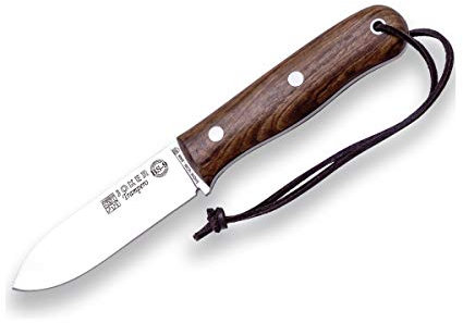 Coltello da caccia CN113 con mango Legno di noce e lama di 10 cm Sandvik acciaio 14c28n, 155 grammi, include custodia in pelle per attività di Pesca, l'Escursionismo, Il Campeggio