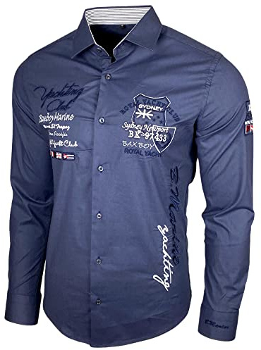 Baxboy Chemise élastique, coupe slim, pour loisirs, affaires, mariage, couleur pure, col Kent,à manches longues, contraste, pour homme, B-508, anthracite, XXXL